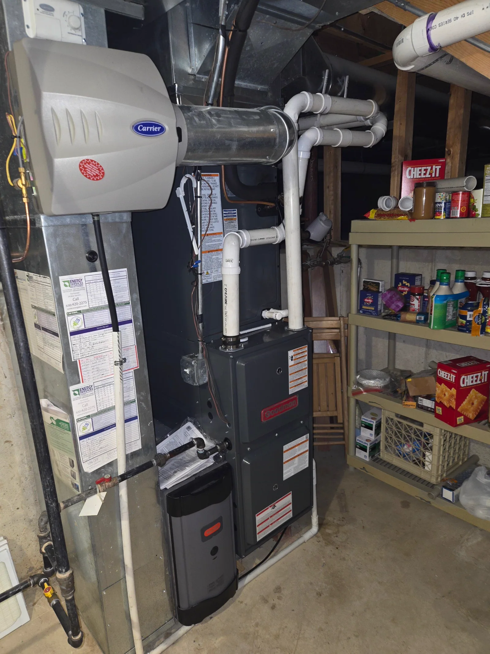 Carrier furnace and water heater mechanical room