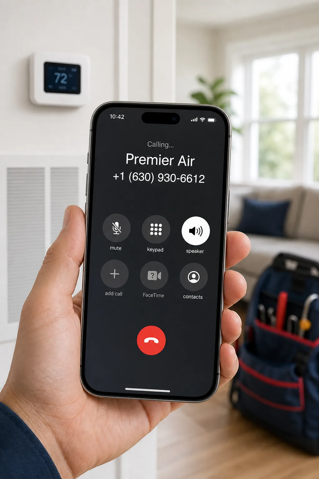 iPhone calling Premier Air at +1 (630) 930-6612